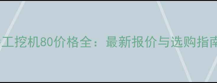 徐工挖机80价格全最新报价与选购指南