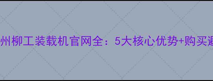 必看泸州柳工装载机官网全5大核心优势购买避坑指南