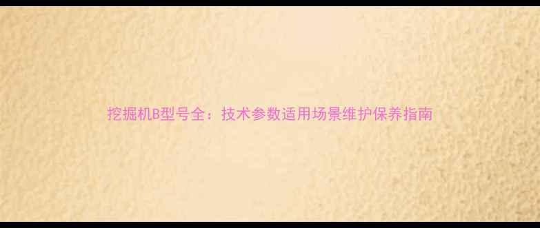 图片 挖掘机B型号全：技术参数适用场景维护保养指南