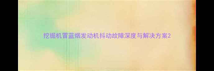 图片 挖掘机冒蓝烟发动机抖动故障深度与解决方案2