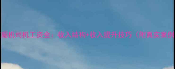 图片 挖掘机司机工资全：收入结构+收入提升技巧（附真实案例）