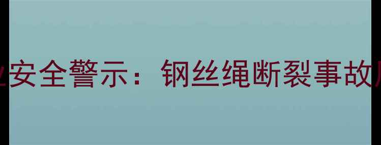 图片 挖掘机吊装作业安全警示：钢丝绳断裂事故原因与预防措施