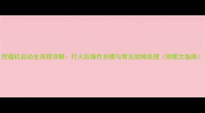 图片 挖掘机启动全流程详解：打火后操作步骤与常见故障处理（附图文指南）
