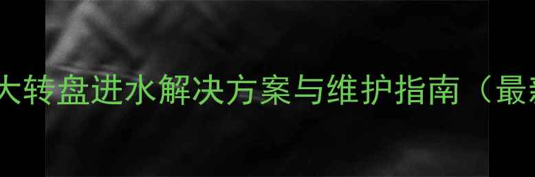 挖掘机大转盘进水解决方案与维护指南最新版