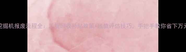 挖掘机报废流程全正规回收补贴政策残值评估技巧手把手教你省下万元