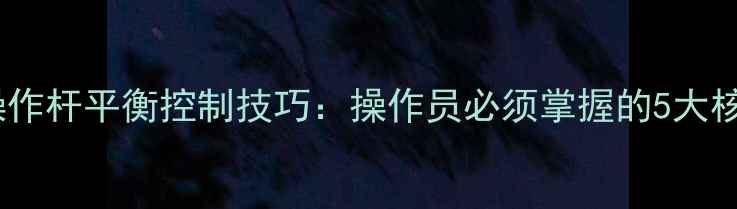 图片 挖掘机操作杆平衡控制技巧：操作员必须掌握的5大核心要点2