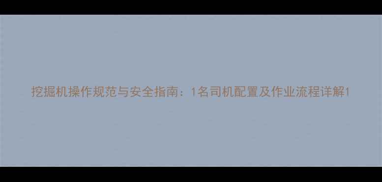 图片 挖掘机操作规范与安全指南：1名司机配置及作业流程详解1