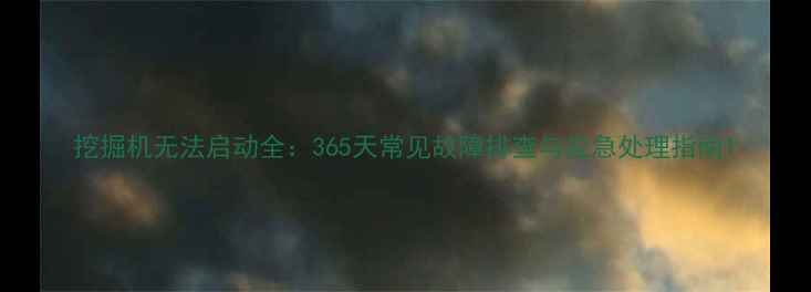 挖掘机无法启动全365天常见故障排查与应急处理指南