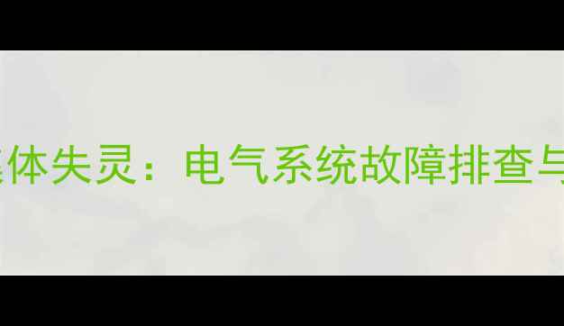 挖掘机突发集体失灵电气系统故障排查与应急处理全