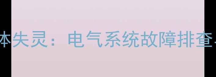 图片 挖掘机突发集体失灵：电气系统故障排查与应急处理全2