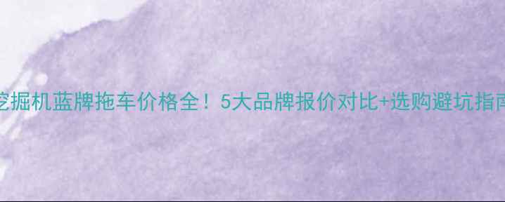 挖掘机蓝牌拖车价格全5大品牌报价对比选购避坑指南