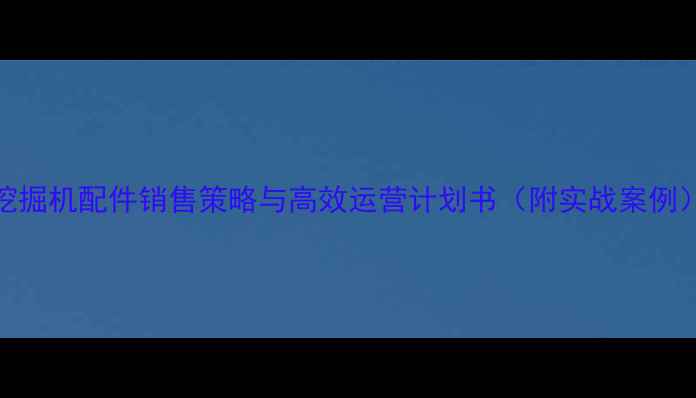 图片 挖掘机配件销售策略与高效运营计划书（附实战案例）