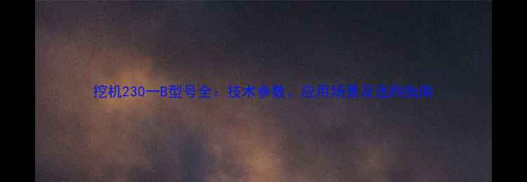 图片 挖机230一B型号全：技术参数、应用场景及选购指南