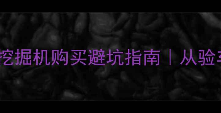 图片 挖机党必看！二手挖掘机购买避坑指南｜从验车到售后全流程💥2