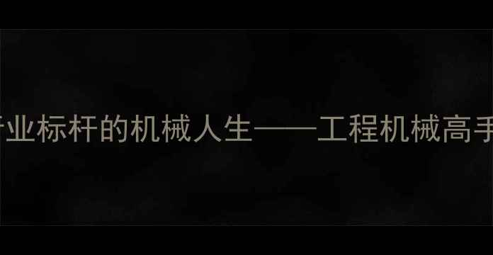 挖机哥何玉从学徒到行业标杆的机械人生工程机械高手的成长之路与操作秘籍