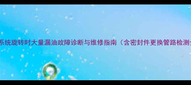 图片 挖机液压系统旋转时大量漏油故障诊断与维修指南（含密封件更换管路检测全流程）1