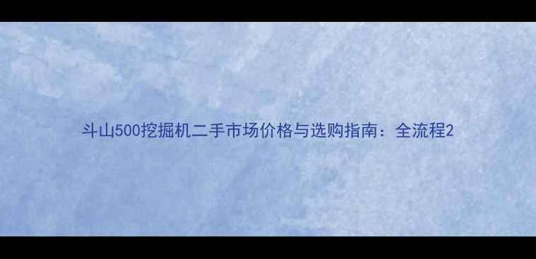 斗山500挖掘机二手市场价格与选购指南全流程