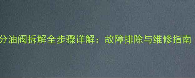 斗山挖掘机分油阀拆解全步骤详解故障排除与维修指南附图解