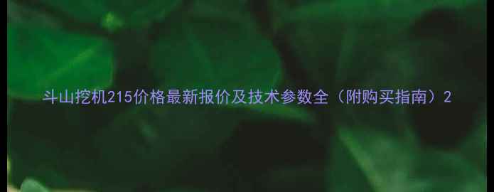 斗山挖机215价格最新报价及技术参数全附购买指南