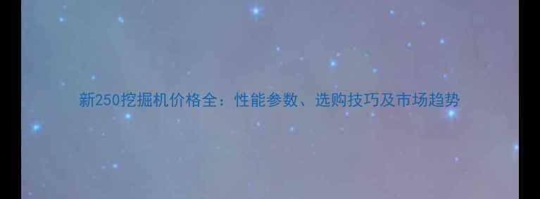 图片 新250挖掘机价格全：性能参数、选购技巧及市场趋势