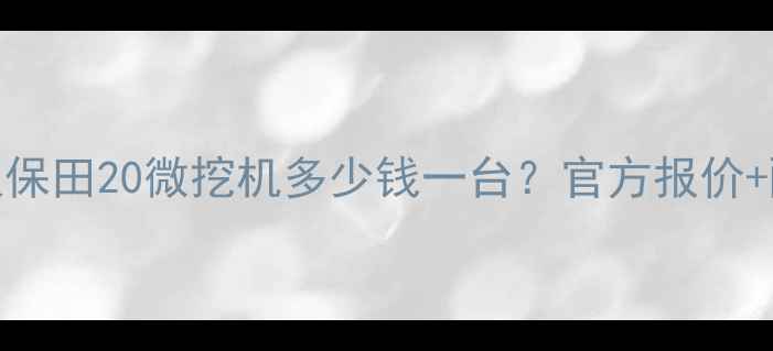 图片 新久保田20微挖机多少钱一台？官方报价+配置