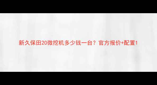 图片 新久保田20微挖机多少钱一台？官方报价+配置1