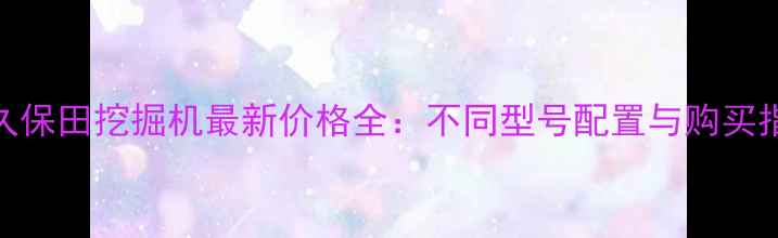 图片 新久保田挖掘机最新价格全：不同型号配置与购买指南