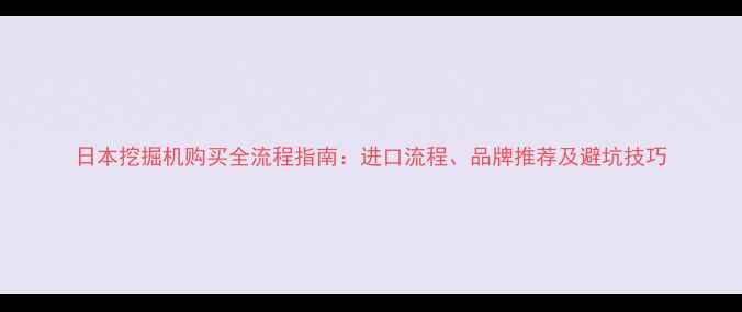 图片 日本挖掘机购买全流程指南：进口流程、品牌推荐及避坑技巧