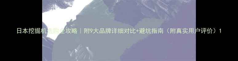 日本挖掘机选购全攻略附9大品牌详细对比避坑指南附真实用户评价