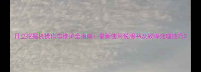 图片 日立挖掘机操作与维护全指南：最新使用说明书及故障处理技巧2