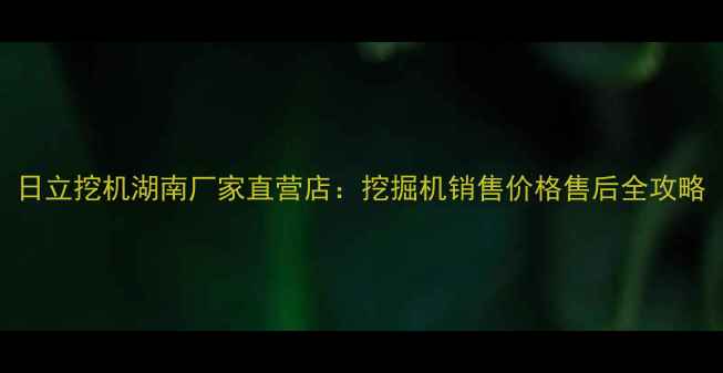 图片 日立挖机湖南厂家直营店：挖掘机销售价格售后全攻略