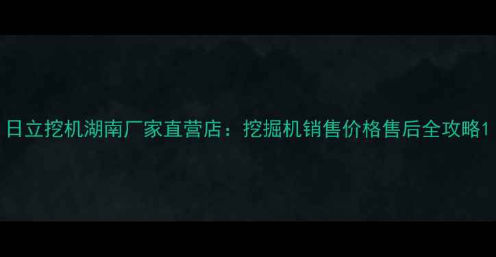 日立挖机湖南厂家直营店挖掘机销售价格售后全攻略