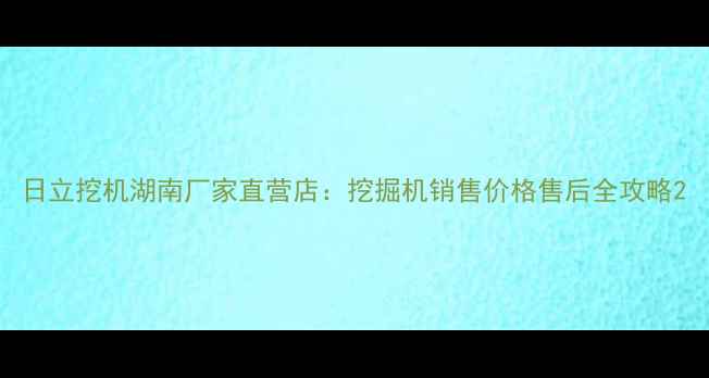 图片 日立挖机湖南厂家直营店：挖掘机销售价格售后全攻略2