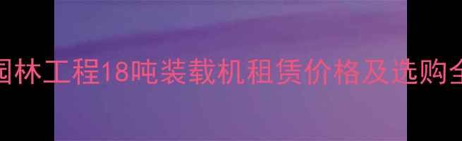 图片 昆明园林工程18吨装载机租赁价格及选购全攻略
