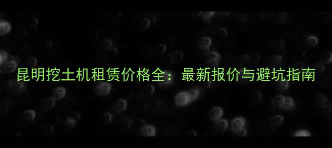 图片 昆明挖土机租赁价格全：最新报价与避坑指南