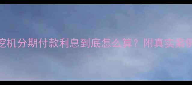 图片 最新政策！挖机分期付款利息到底怎么算？附真实案例+避坑指南2