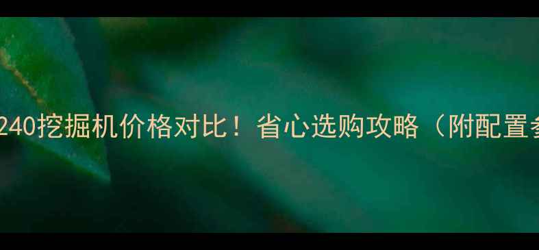 图片 最新款240挖掘机价格对比！省心选购攻略（附配置参数）2