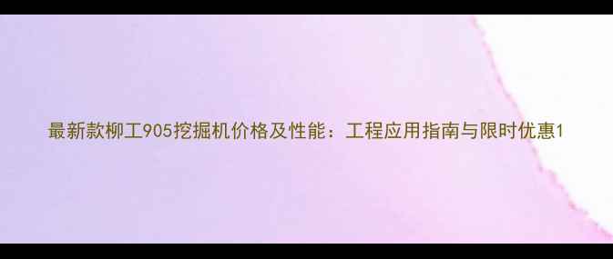 图片 最新款柳工905挖掘机价格及性能：工程应用指南与限时优惠1