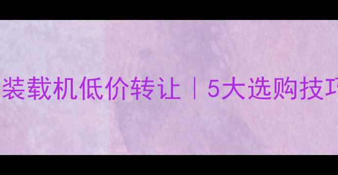 柳州二手小型装载机低价转让5大选购技巧市场行情全