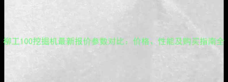 图片 柳工100挖掘机最新报价参数对比：价格、性能及购买指南全