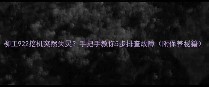 图片 柳工922挖机突然失灵？手把手教你5步排查故障（附保养秘籍）