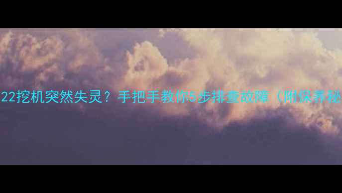 图片 柳工922挖机突然失灵？手把手教你5步排查故障（附保养秘籍）1