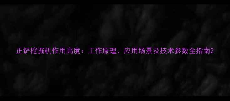 正铲挖掘机作用高度工作原理应用场景及技术参数全指南