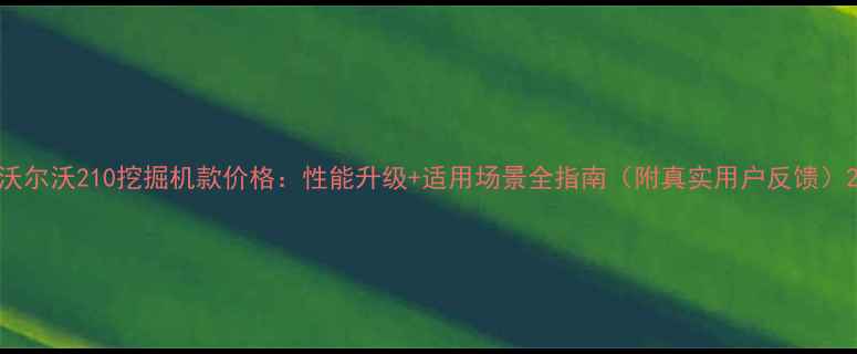 图片 沃尔沃210挖掘机款价格：性能升级+适用场景全指南（附真实用户反馈）2