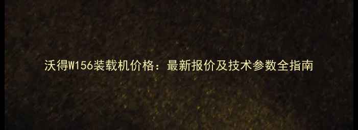 图片 沃得W156装载机价格：最新报价及技术参数全指南