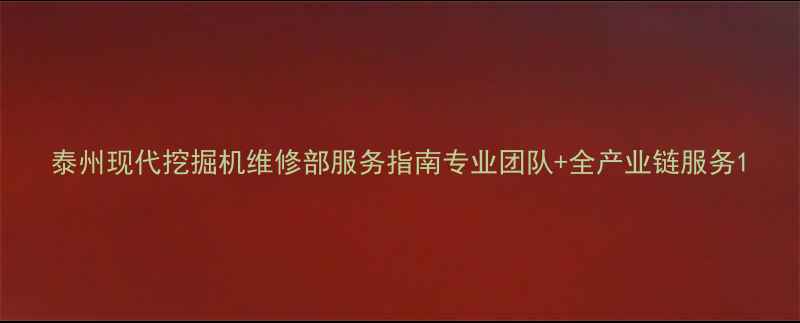 泰州现代挖掘机维修部服务指南专业团队全产业链服务