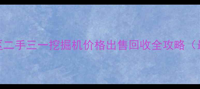 图片 泸州地区二手三一挖掘机价格出售回收全攻略（最新版）