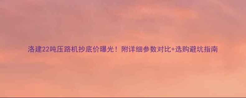 图片 洛建22吨压路机抄底价曝光！附详细参数对比+选购避坑指南