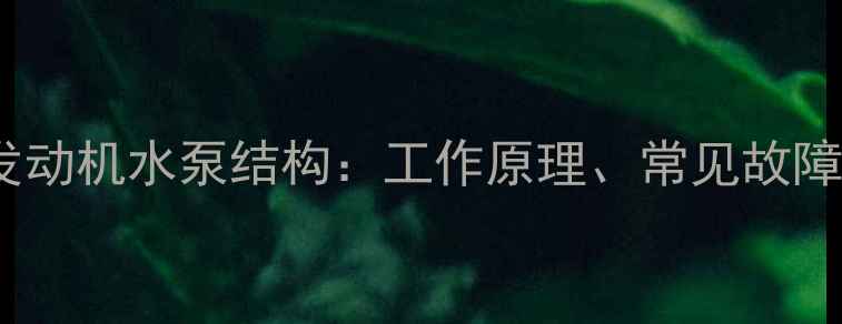 图片 液压挖掘机发动机水泵结构：工作原理、常见故障及维护指南2