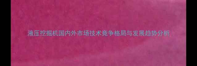 液压挖掘机国内外市场技术竞争格局与发展趋势分析